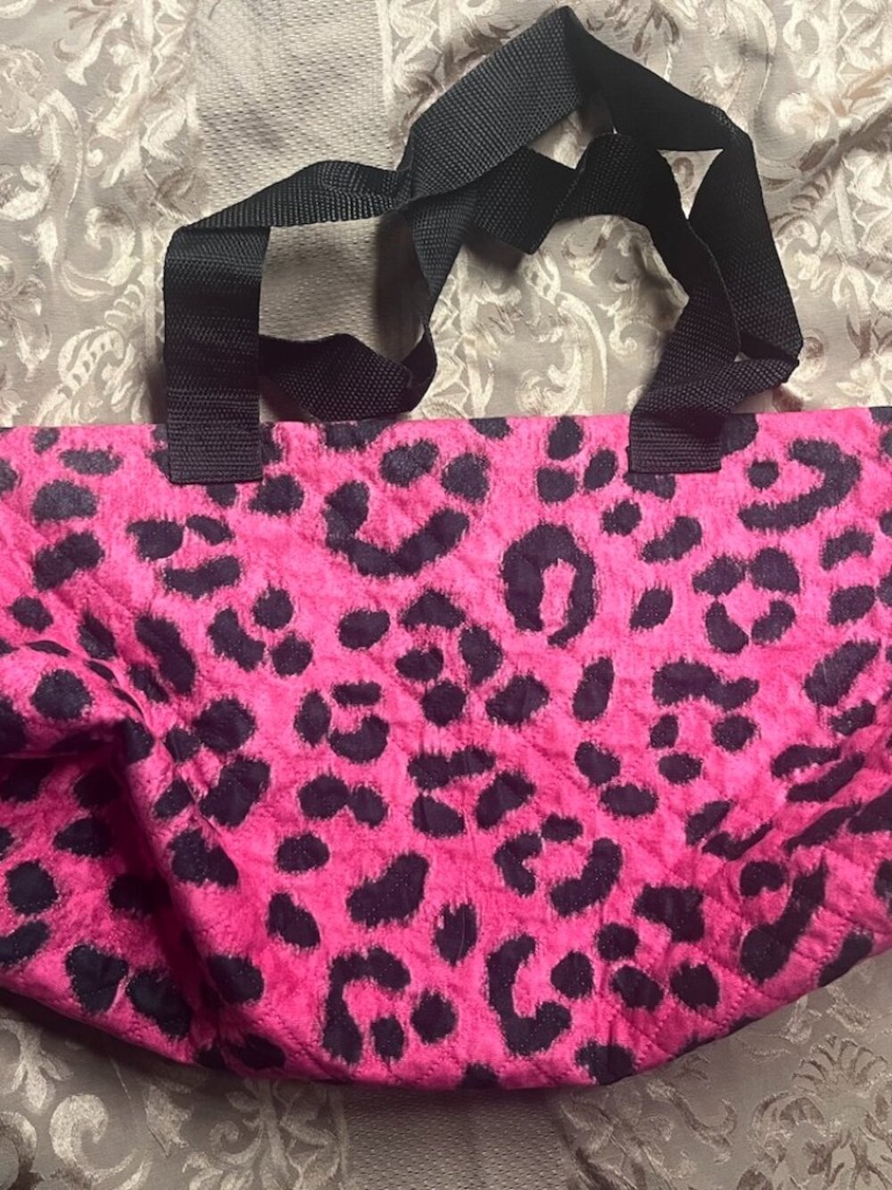 PINK AND BLACK LEOPARD ANIMAL PRINT DUFFEL TRAVEL BAG